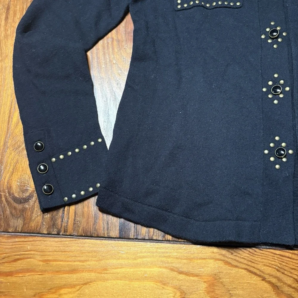 Minnie Rose Black Studded Sweater Top Cashmere Blend Sz s A1567